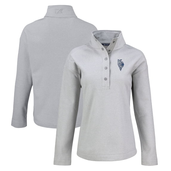 Women's Cutter & Buck Gray Kansas City Royals Hunts Point Eco Half-Snap Jacket
