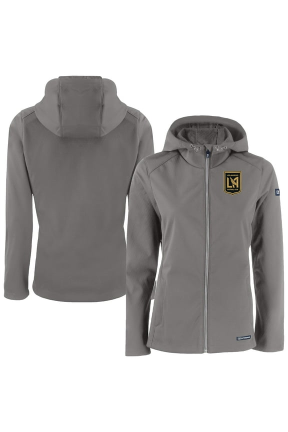 Women's-Cutter & Buck Gray LAFC Evoke Eco Softshell Recycled Full-Zip Jacket