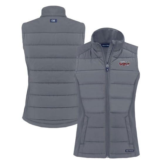Women's Cutter & Buck Gray Lansing Lugnuts Evoke Hybrid PrimaLoft Eco Softshell Recycled Full-Zip Vest