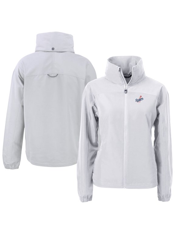 Women's Cutter & Buck Gray Los Angeles Dodgers Charter Eco Recycled Full-Zip Jacket