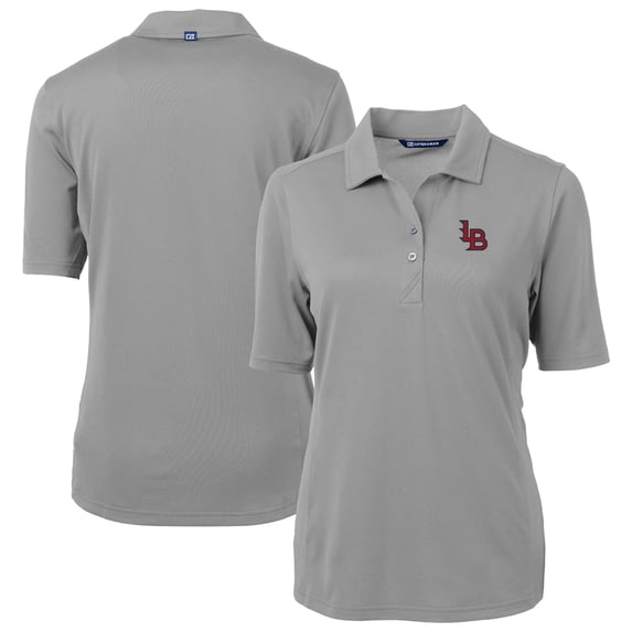 Women's Cutter & Buck Gray Louisville Bats Virtue DryTec Eco Pique Recycled Polo