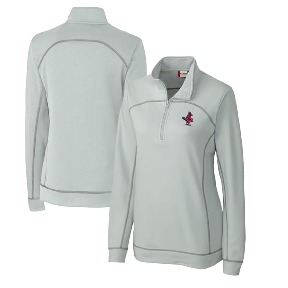 Women's Cutter & Buck Gray Memphis Redbirds Clique Helsa Performance Half-Zip Sweatshirt