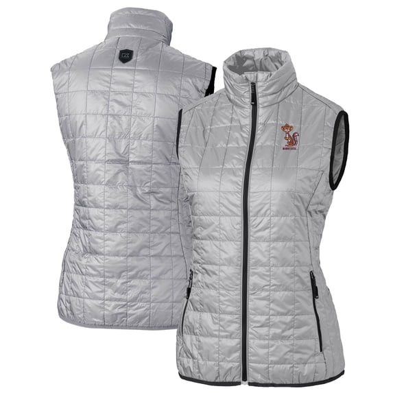Women's Cutter & Buck Gray Minnesota Golden Gophers Vault Rainier PrimaLoft Eco Insulated Full-Zip Puffer Vest