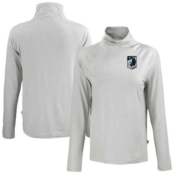 Women's-Cutter & Buck  Gray Minnesota United FC Coastline Epic Comfort Eco Recycled Funnel-Neck Top