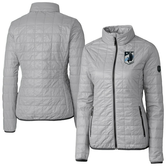 Women's-Cutter & Buck Gray Minnesota United FC Rainier PrimaLoft Eco Insulated Full-Zip Printed Puffer Jacket