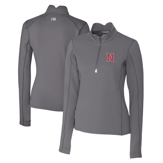 Women's Cutter & Buck Gray Nashville Sounds Traverse DryTec Stretch Quarter-Zip Pullover Top