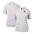 thumbnail image 1 of Women's Cutter & Buck  Gray Nebraska Huskers DryTec Virtue Eco Pique Stripe Recycled Polo, 1 of 3