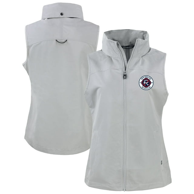 Women's-Cutter & Buck  Gray New England Revolution Charter Eco Recycled Full-Zip Vest