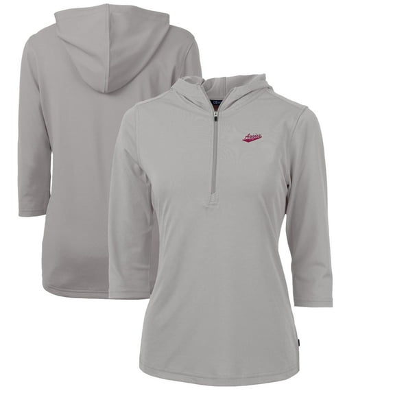 Women's Cutter & Buck Gray New Mexico State Aggies Vault Virtue Eco Pique Recycled Half-Zip Pullover Hoodie