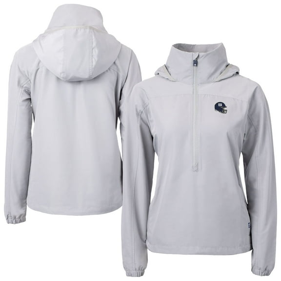 Women's Cutter & Buck Gray New York Giants  Charter Eco Recycled Half-Zip Hooded Anorak Jacket