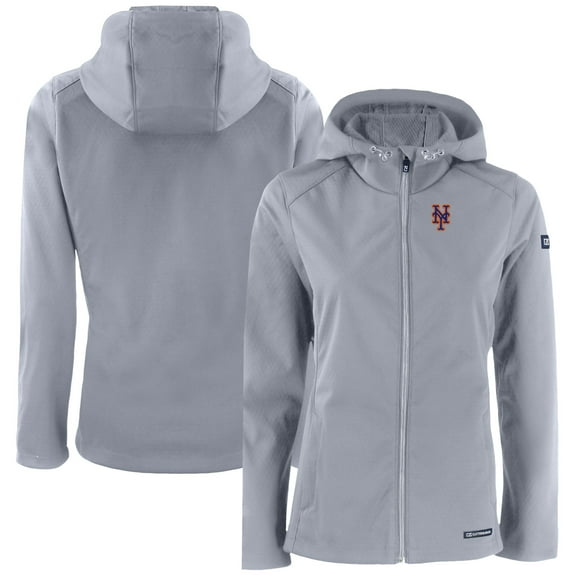 Women's Cutter & Buck  Gray New York Mets Evoke Eco Softshell Recycled Full-Zip Jacket