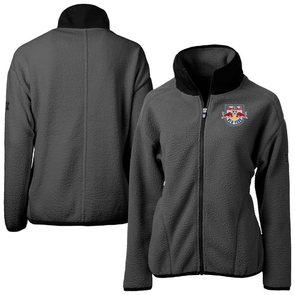 Women's Cutter & Buck Gray New York Red Bulls Cascade Eco Fleece Full-Zip Jacket