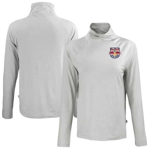Women's-Cutter & Buck Gray New York Red Bulls Coastline Epic Comfort Eco Recycled Funnel-Neck Top