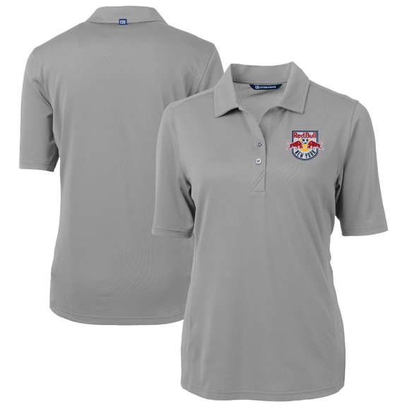 Women's-Cutter & Buck Gray New York Red Bulls Virtue Eco Pique Recycled Polo