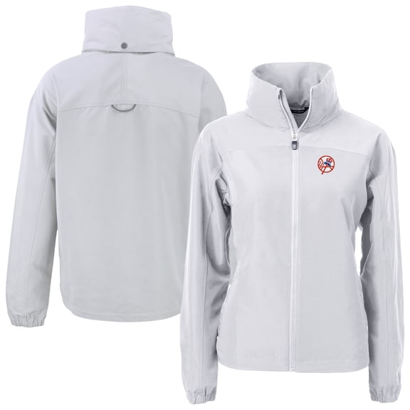 Women's Cutter & Buck Gray New York Yankees Cooperstown Collection Charter Eco Recycled Full-Zip Jacket