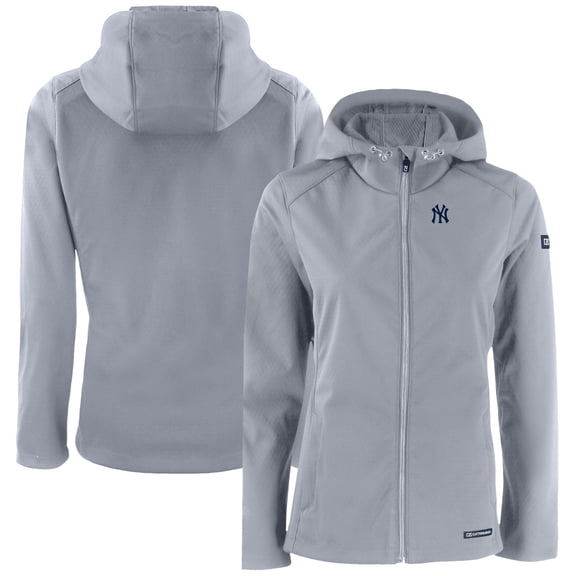 Women's Cutter & Buck  Gray New York Yankees Evoke Eco Softshell Recycled Full-Zip Jacket