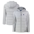 thumbnail image 1 of Women's Cutter & Buck  Gray New York Yankees Evoke Hybrid Eco Softshell Recycled Full-Zip Hoodie Jacket, 1 of 3
