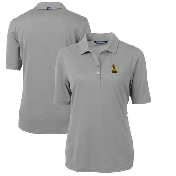 Women's Cutter & Buck Gray Northern Arizona Lumberjacks Team Virtue Eco Pique Recycled Polo