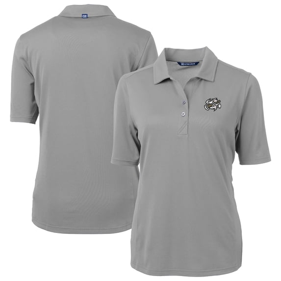 Women's Cutter & Buck Gray Omaha Storm Chasers Virtue DryTec Eco Pique Recycled Polo