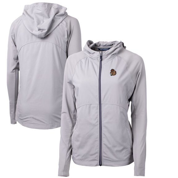 Women's Cutter & Buck Gray Oregon State Beavers Adapt Eco Knit Hybrid Recycled Full-Zip Hoodie