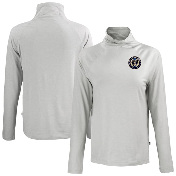 Women's-Cutter & Buck  Gray Philadelphia Union Coastline Epic Comfort Eco Recycled Funnel-Neck Top