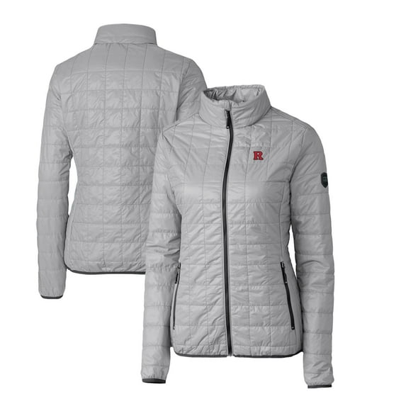 Women's Cutter & Buck Gray Rutgers Scarlet Knights Rainier Eco Insulated Puffer Full-Zip Jacket