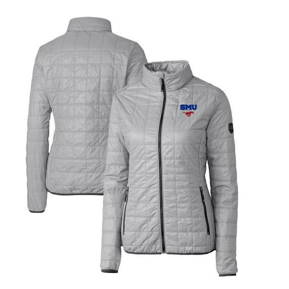 Women's Cutter & Buck Gray SMU Mustangs Rainier Eco Insulated Puffer Full-Zip Jacket