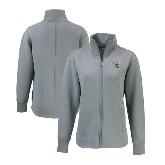 Women's Cutter & Buck Gray San Diego Chargers Helmet Logo Roam Eco Recycled Full-Zip Jacket