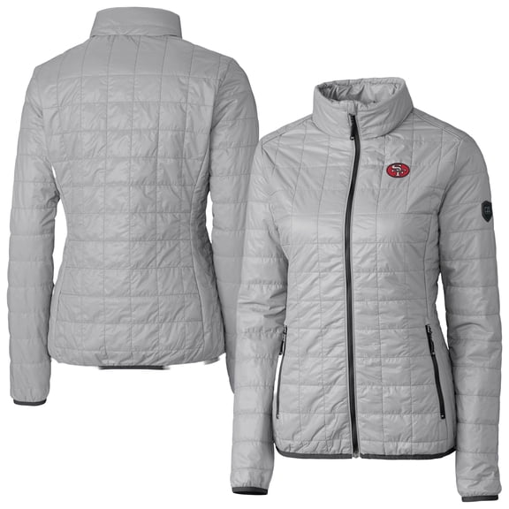 Women's Cutter & Buck Gray San Francisco 49ers Rainier PrimaLoft Eco Insulated Full-Zip Puffer Jacket