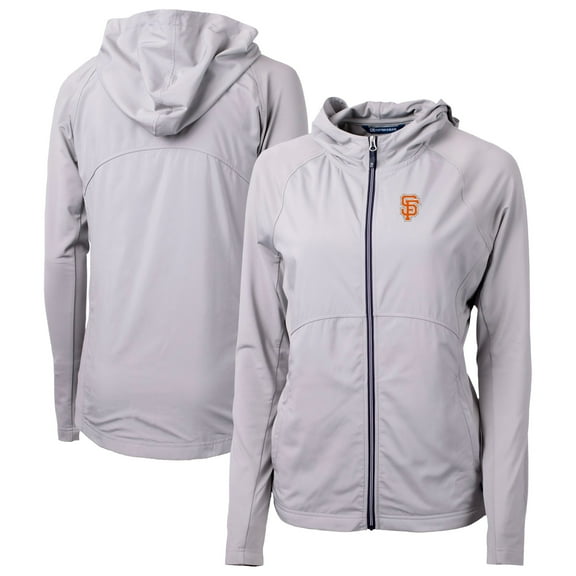 Women's Cutter & Buck Gray San Francisco Giants City Connect Adapt Eco Knit Hybrid Recycled Full-Zip Hoodie