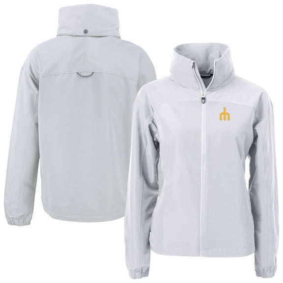 Women's Cutter & Buck Gray Seattle Mariners Charter Eco Recycled Full-Zip Jacket