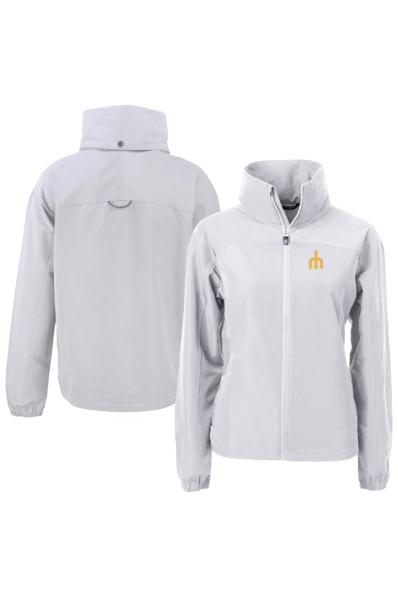 Women's Cutter & Buck Gray Seattle Mariners Charter Eco Recycled Full-Zip Jacket