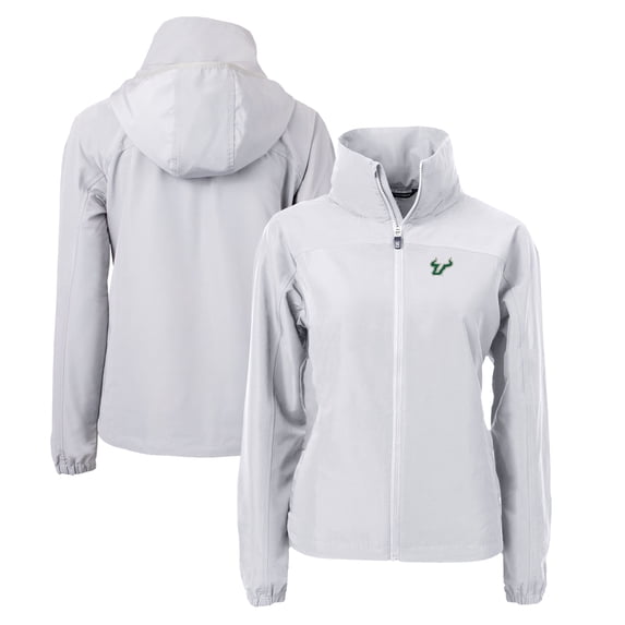Women's Cutter & Buck Gray South Florida Bulls Charter Eco Recycled Full-Zip Jacket