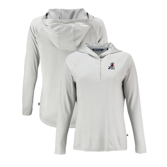 Women's Cutter & Buck Gray Springfield Cardinals Coastline Epic Comfort Eco Recycled Long Sleeve Hoodie T-Shirt