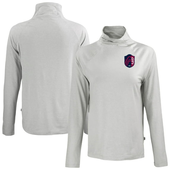 Women's-Cutter & Buck Gray St. Louis City SC Coastline Epic Comfort Eco Recycled Funnel-Neck Top
