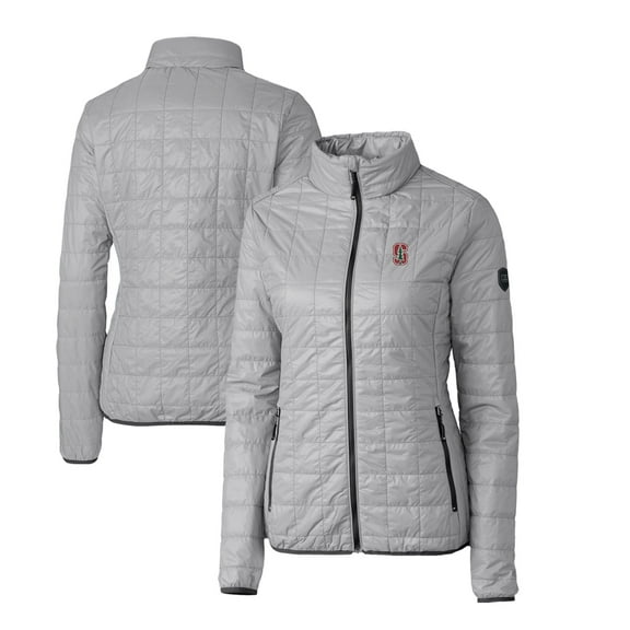Women's Cutter & Buck Gray Stanford Cardinal Rainier Eco Insulated Puffer Full-Zip Jacket