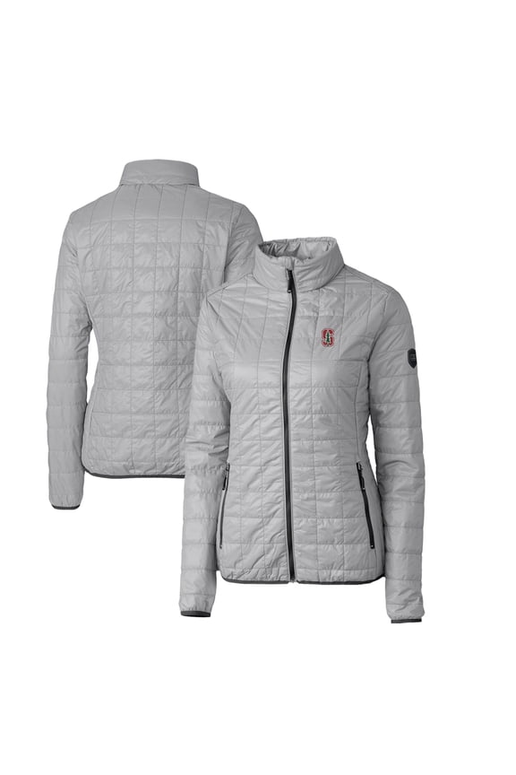 Women's Cutter & Buck Gray Stanford Cardinal Rainier Eco Insulated Puffer Full-Zip Jacket