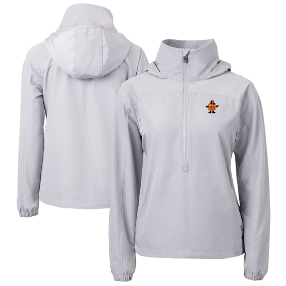 Women's Cutter & Buck Gray Syracuse Orange Vault Charter Eco Recycled Half-Zip Anorak Jacket