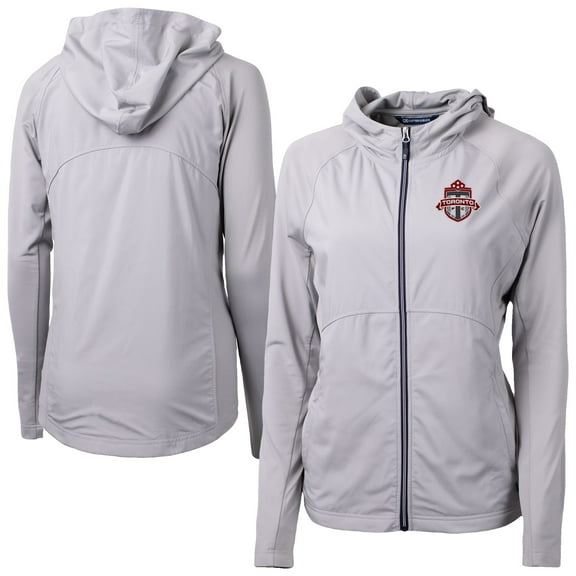 Women's-Cutter & Buck  Gray Toronto FC Adapt Eco Knit Hybrid Recycled Raglan Full-Zip Jacket