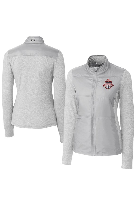 Women's-Cutter & Buck Gray Toronto FC Stealth Hybrid Quilted Full-Zip Windbreaker Jacket