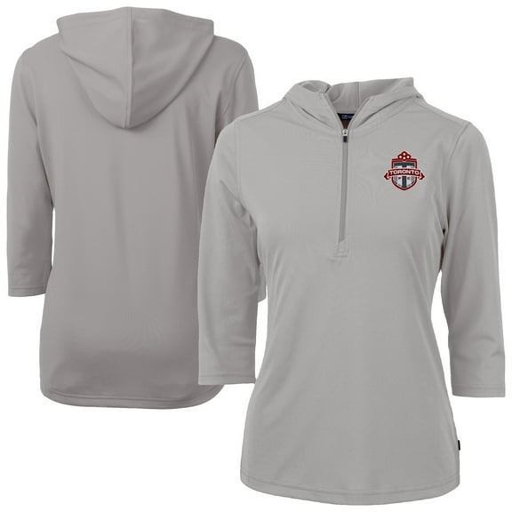 Women's-Cutter & Buck  Gray Toronto FC Virtue Eco Pique Recycled Half-Zip Pullover Hoodie