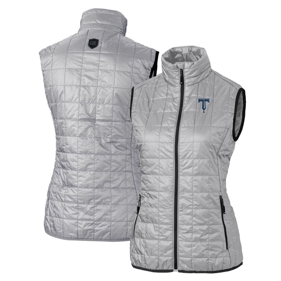 Women's Cutter & Buck Gray Tulsa Drillers Rainier PrimaLoft Eco Insulated Full-Zip Puffer Vest