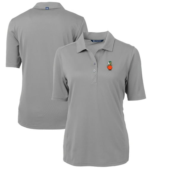Women's Cutter & Buck Gray UCF Knights Team Virtue Eco Pique Recycled Polo
