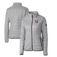thumbnail image 1 of Women's Cutter & Buck Gray Utah Utes Vault Rainier PrimaLoft Eco Insulated Full-Zip Puffer Jacket, 1 of 3