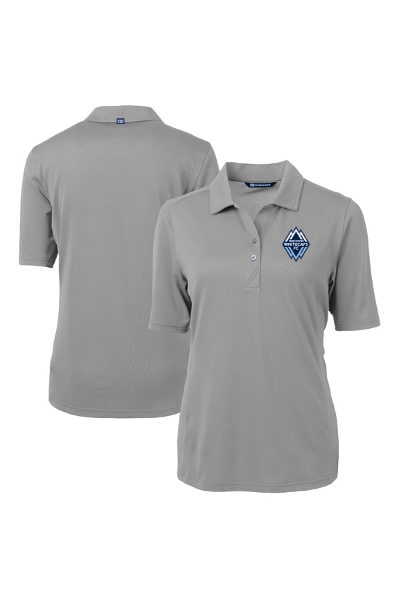 Women's-Cutter & Buck Gray Vancouver Whitecaps FC Virtue Eco Pique Recycled Polo