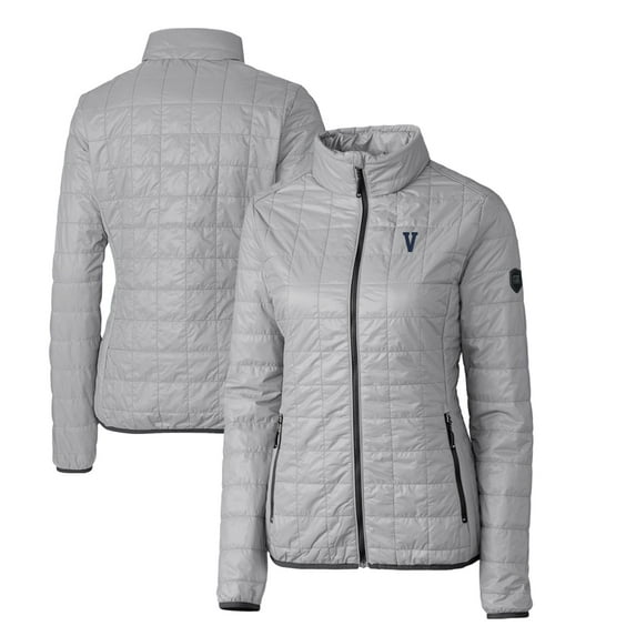 Women's Cutter & Buck Gray Villanova Wildcats Vault Rainier PrimaLoft Eco Insulated Full-Zip Puffer Jacket