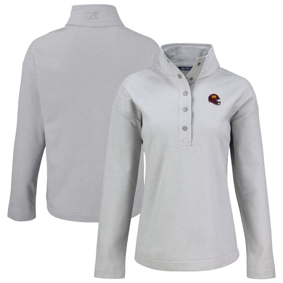 Women's Cutter & Buck Gray Washington Commanders Hunts Point Eco Half-Snap Sweatshirt