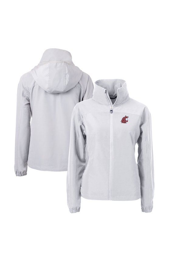 Women's Cutter & Buck Gray Washington State Cougars Charter Eco Recycled Full-Zip Jacket