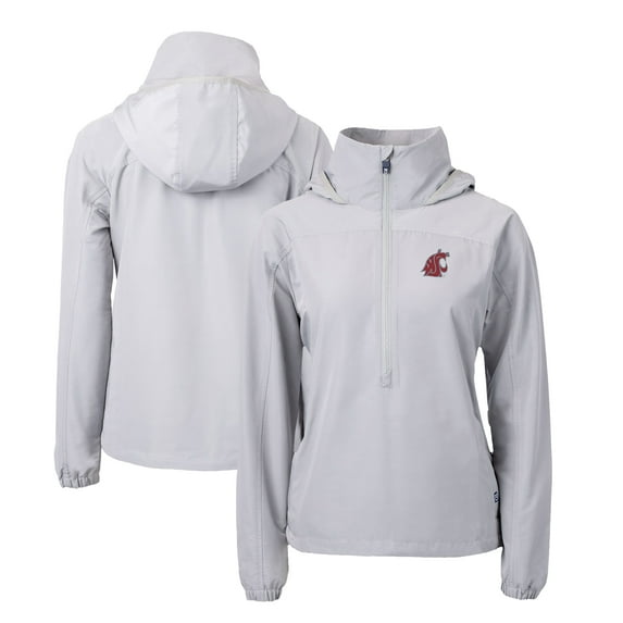 Women's Cutter & Buck Gray Washington State Cougars Charter Eco Recycled Half-Zip Anorak Jacket