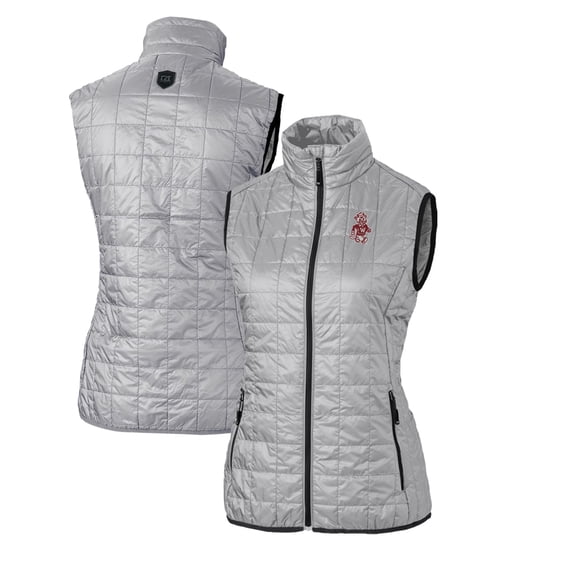 Women's Cutter & Buck Gray Washington State Cougars Vault Rainier PrimaLoft Eco Full-Zip Puffer Vest